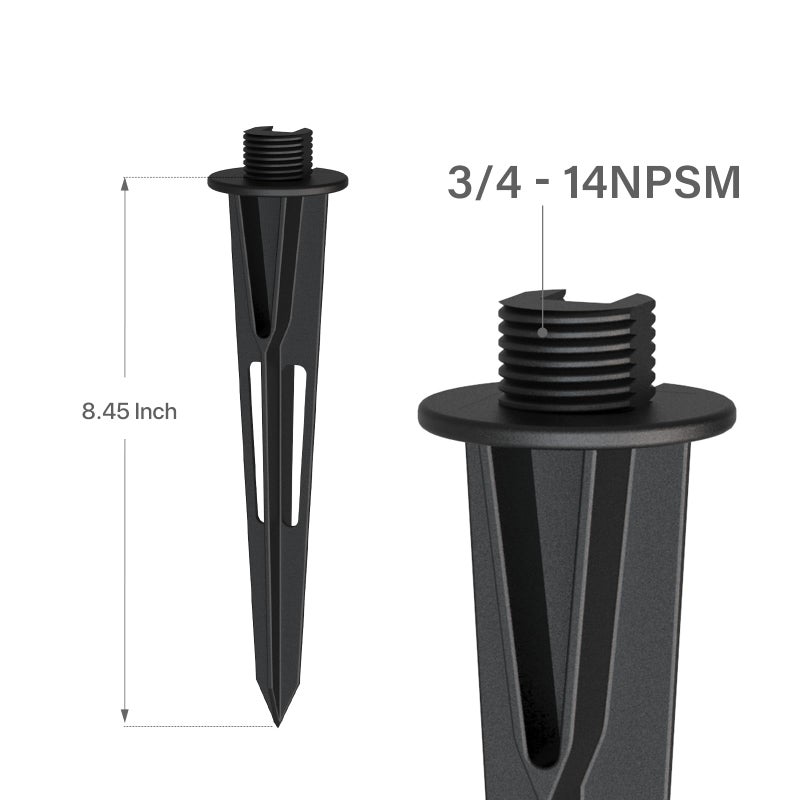 GOODSMANN 2PCS Metal Ground Spike Stake Male Thread Replacement 3/4-14NPSM for Low Voltage Landscape Lights Compatible with GOODSMANN Lights 9920-4820-02 - Image 4